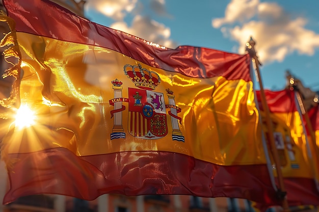 Spain flag of silk3D illustration