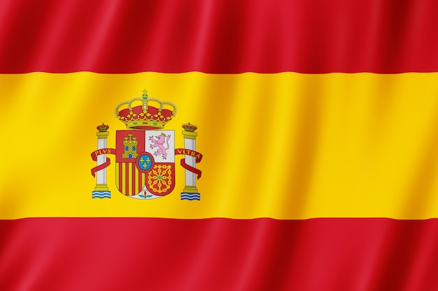 Spain flag waving in the wind.