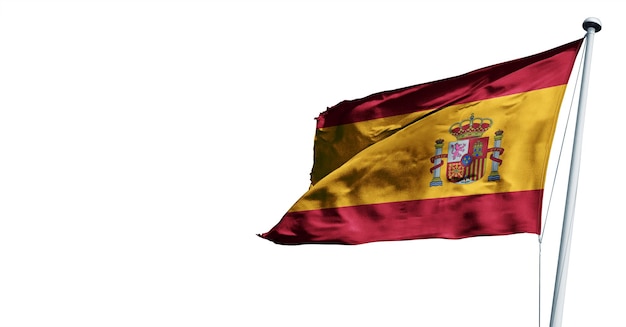 spain waving 3d render flag, on a white background. - image