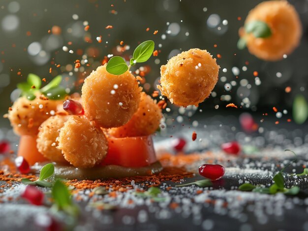 Photo spanish croquetas in motion dynamic food photography