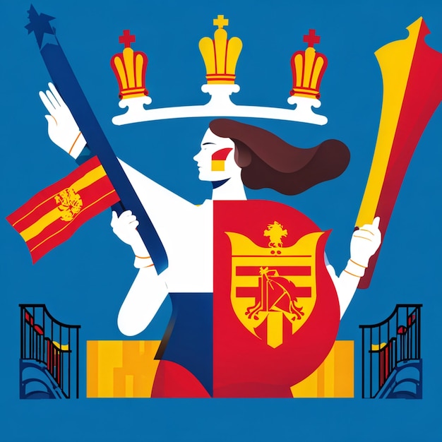 Photo spanish flag emblem with red and yellow bars