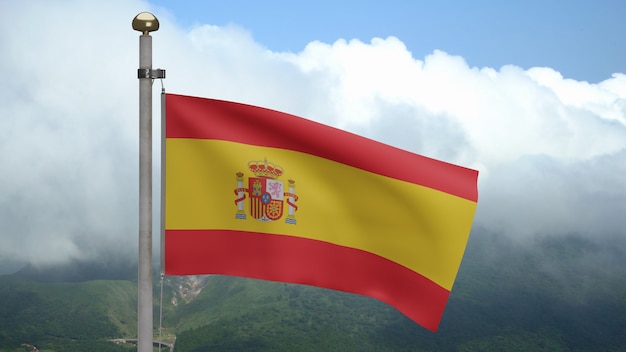 Spanish flag waving in the wind