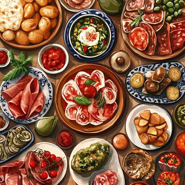 Photo spanish tapas feast a delicious spread of traditional dishes