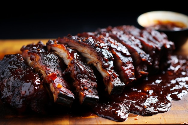 Spare beef ribs on bbq grill with flame