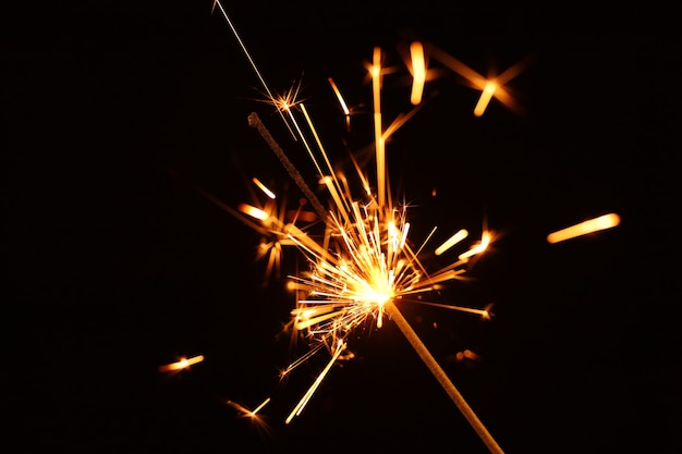 Sparkler close-up on a black background