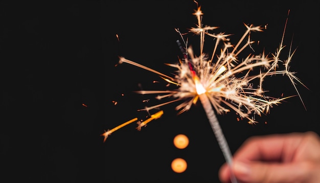 Sparkler with blurred black background