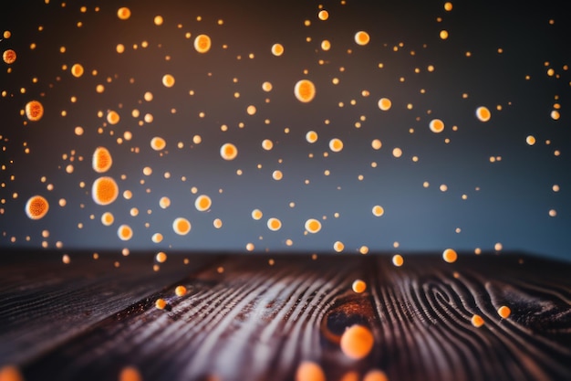 Sparkles on wooden table in the room