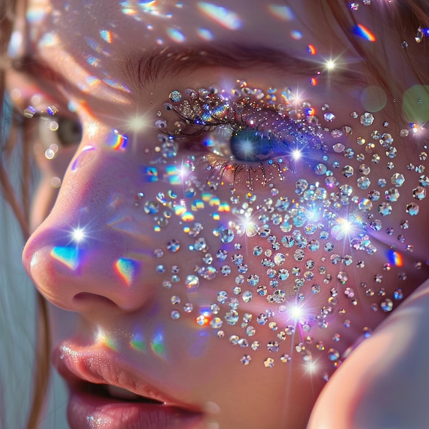 Sparkling Beauty Aesthetic Photo of Girl Creating Rhinestone Art