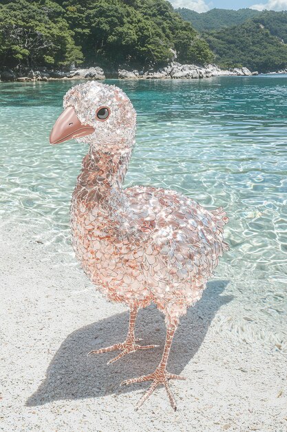 Photo sparkling bird on a pristine beach