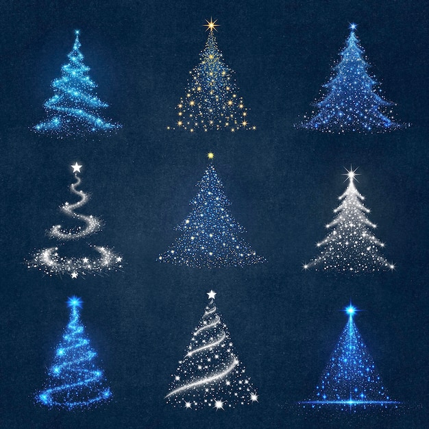 Sparkling Christmas tree designs set