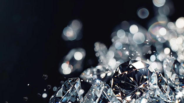 Photo sparkling diamond isolated on black background