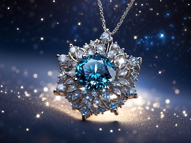 A sparkling diamond necklace floating in a sea of stars beckoning to be worn by a celestial being