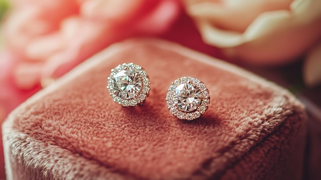 Photo sparkling glamour diamondstudded earrings on velvet