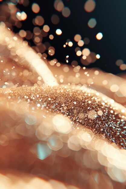 Photo sparkling gold glitter textures with bokeh highlights for festive celebrations