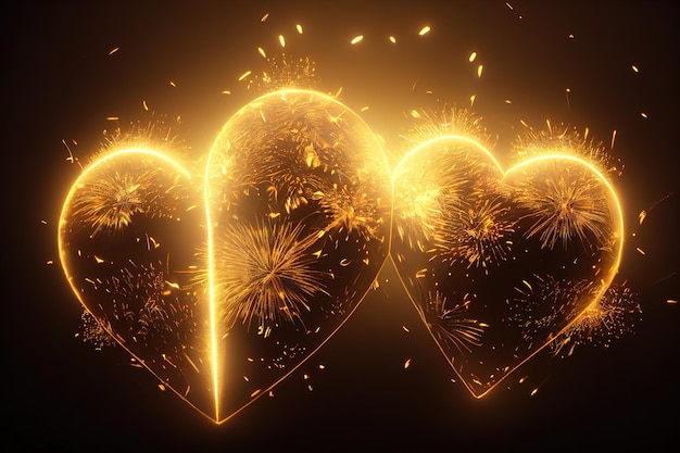 Sparkling golden heart AI generated