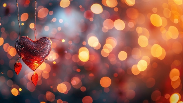 Sparkling Heart Shaped Ornament Hanging on Charming Backdrop