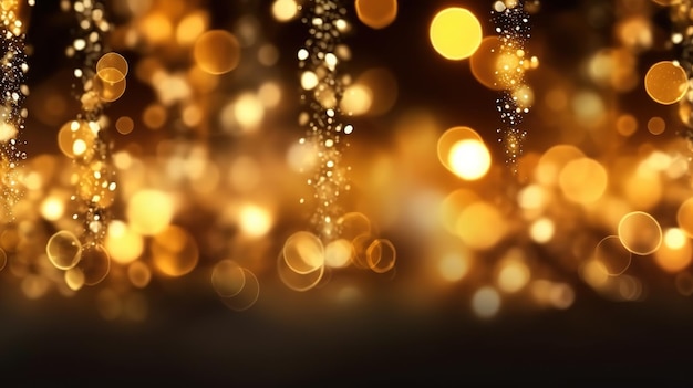 Sparkling Luxury Gold Glitter Bokeh Sparkles and Particles Generative AI