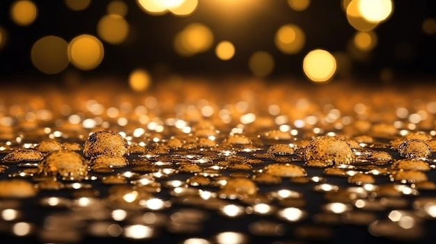 Sparkling Luxury Gold Glitter Bokeh Sparkles and Particles Generative AI