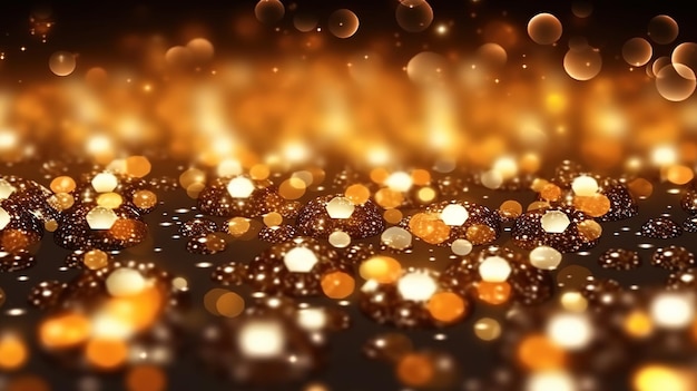 Sparkling Luxury Gold Glitter Bokeh Sparkles and Particles Generative AI