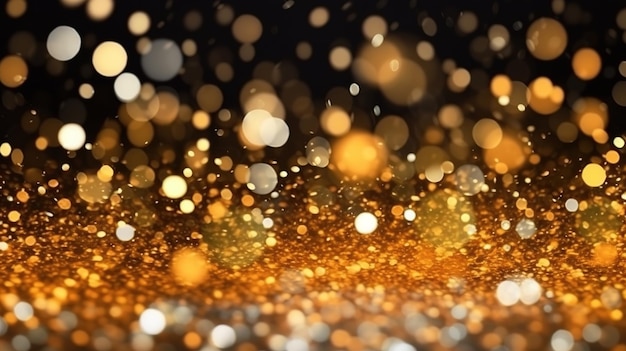 Sparkling Luxury Gold Glitter Bokeh Sparkles and Particles Generative AI