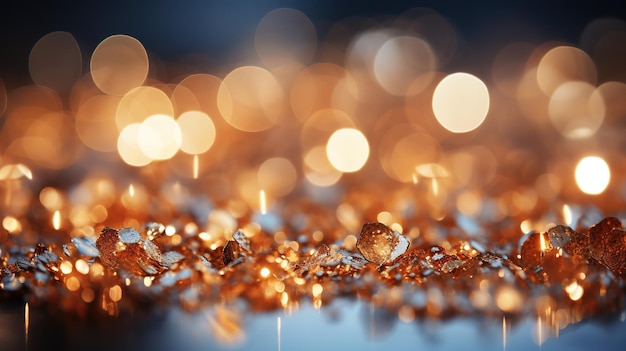 Sparkling Luxury Gold Glitter Bokeh Sparkles and Particles Generative AI