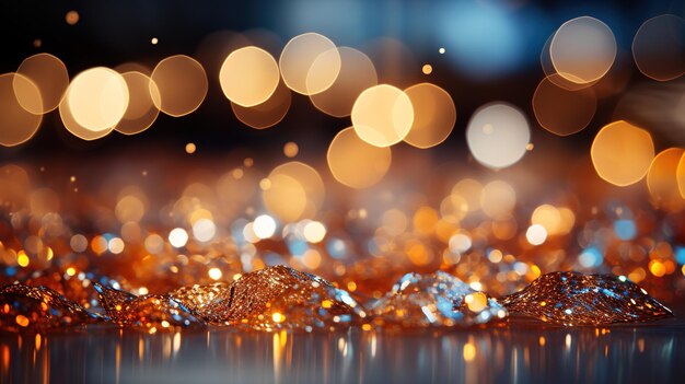 Sparkling Luxury Gold Glitter Bokeh Sparkles and Particles Generative AI