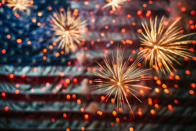 Sparkling Night Spectacle Fireworks in Red White and Blue