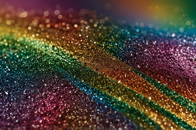 Sparkling rainbow glitter on a smooth glossy surface