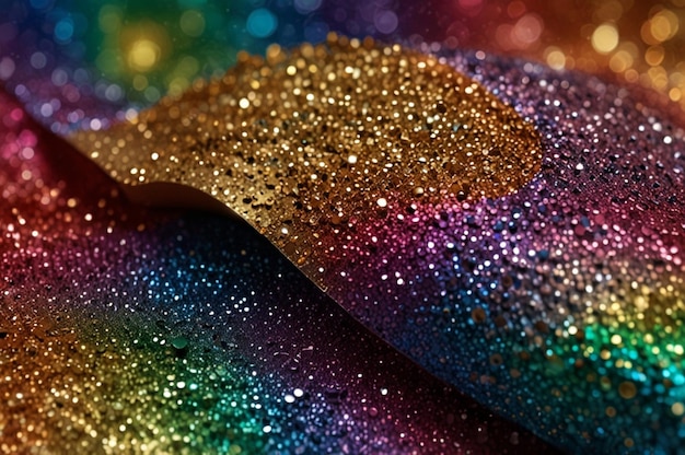 Sparkling rainbow glitter on a smooth glossy surface