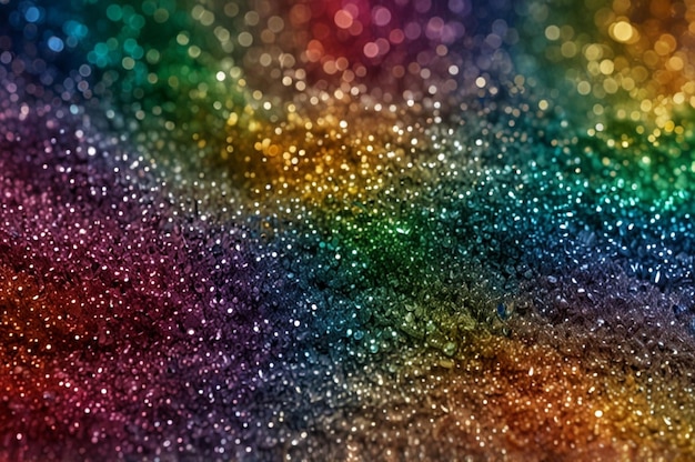 Sparkling rainbow glitter on a smooth glossy surface