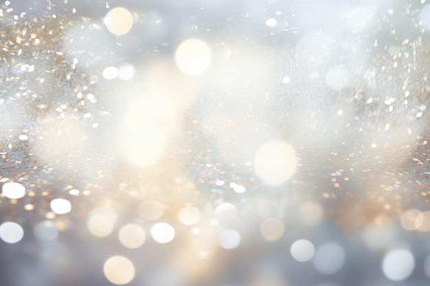 Sparkling Silver Background with Bokeh and Glistering Lights for Christmas and Holiday Decorations