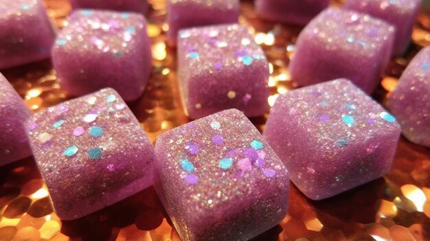 Sparkling sugar candy with edible glitter