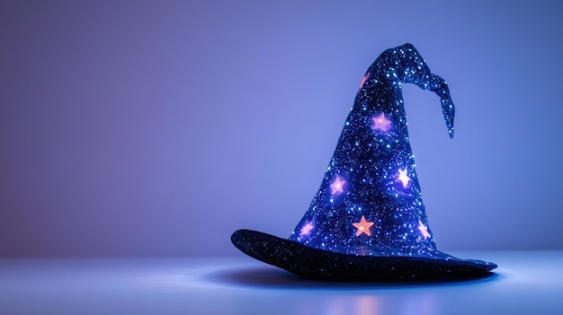 Photo a sparkling wizard hat adorned with stars creating a magical ambiance