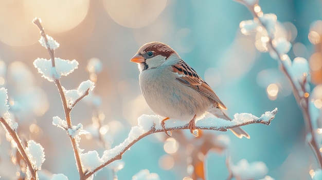 Photo sparrow isolated on winter background