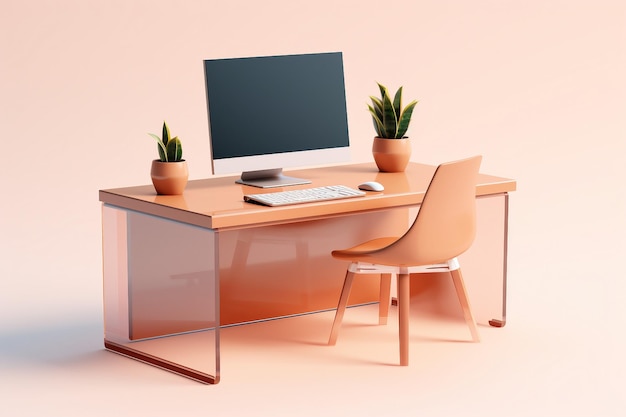 Sparse Computer Desk on Display