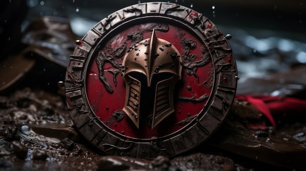 Spartan shield shows wear lambda symbol in barracks testament to warrior life