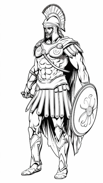 a spartan warrior holding a shield and shield