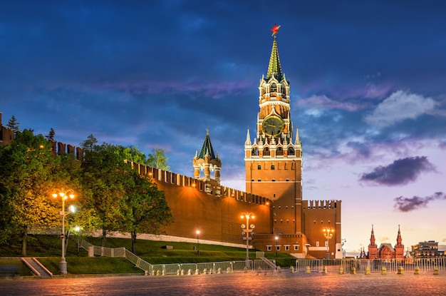 Spasskay Tower  in Moscow in the summer evening