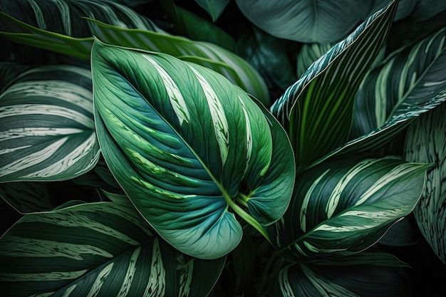 Spathiphyllum cannifolium leaves abstract green texture background of nature tropical leaf