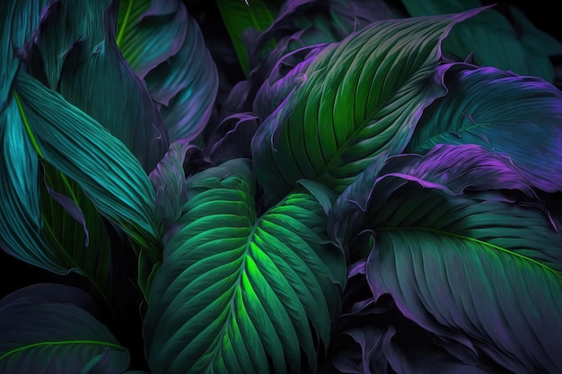 Spathiphyllum cannifolium leaves abstract green texture background of nature tropical leaf