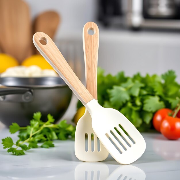 a spatula is on a counter with a spatula