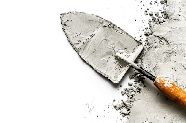 Photo spatula trowel with cement for construction use