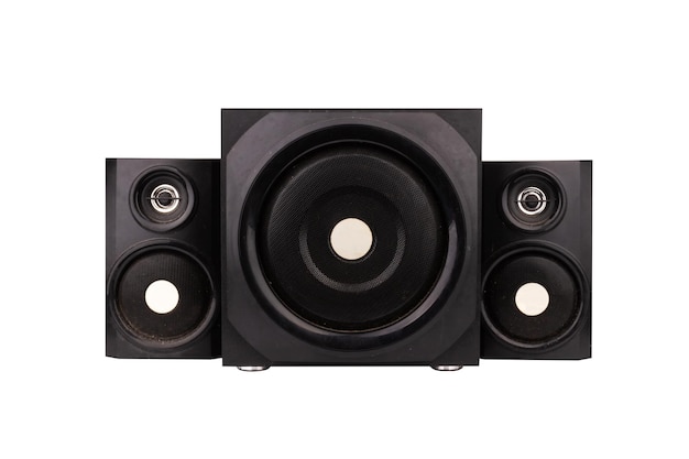 Speaker black sound stereo speaker isolated on white background