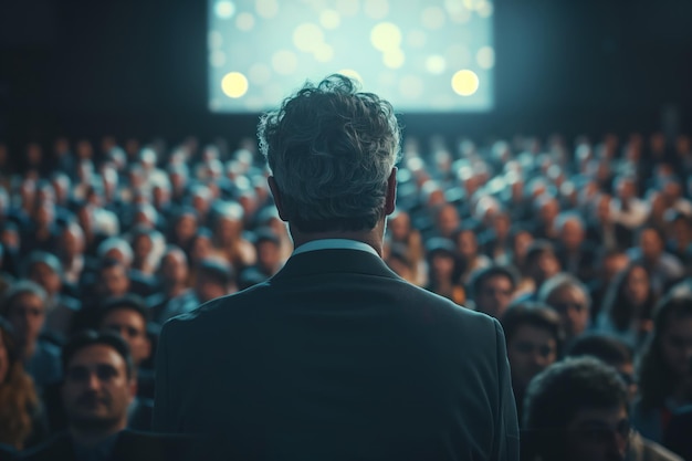 Speaker Facing Large Audience in Auditorium