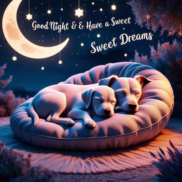 Photo special good night quotes with sleeping dog