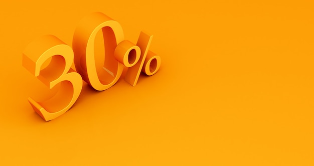 Special Offer 30% Discount Tag, Sale Up to 30 Percent Off, Yellow thirty percent on a colored background. 3d render