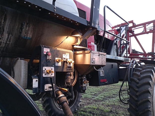 Special tractor for the treatment of fields from weeds and pests.