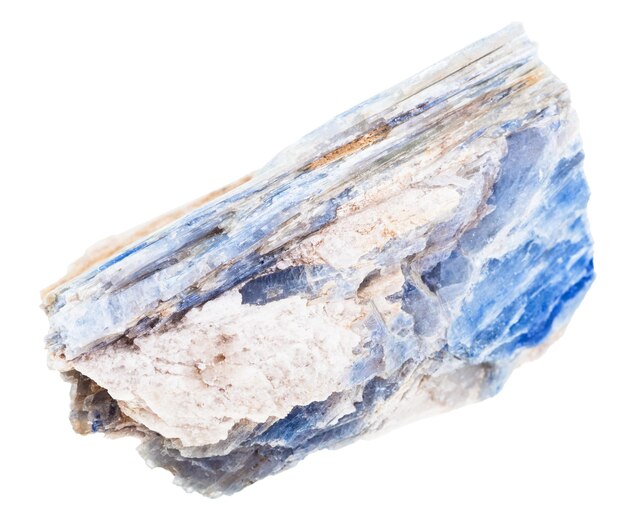 Specimen of raw kyanite stone isolated