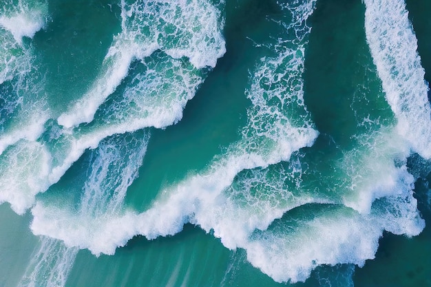 Spectacular aerial top view background photo of ocean sea water splashing