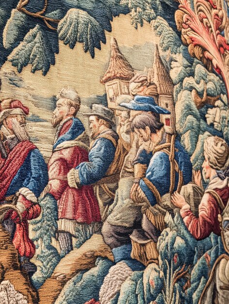 Spectacular Antique Tapestry With Historical Scenes